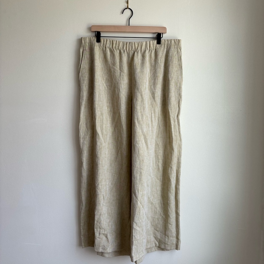Lafayette 148 New York Riverside Linen Wide Leg Pull On Pants XXL Agave Green